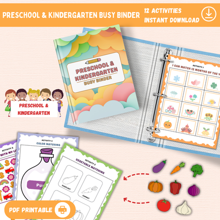 PRESCHOOL & KINDERGARTEN BUSY BINDER AND WORKSHEET