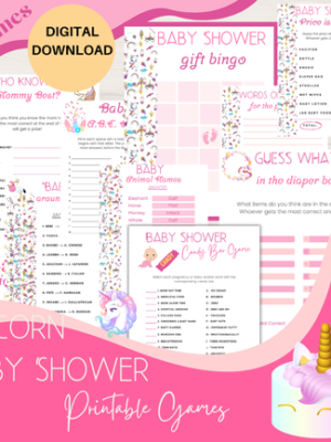 🦄  Unicorn Baby Shower Games. 🦄